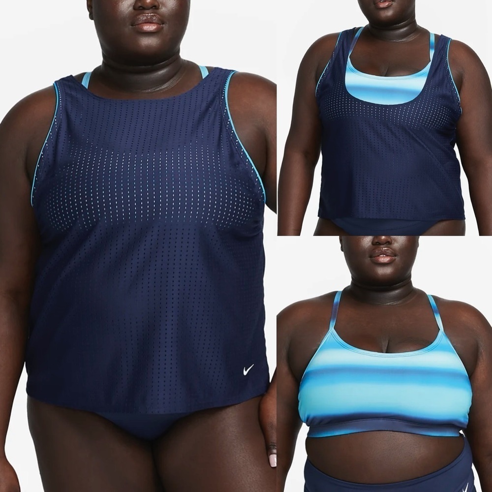 Nike Swim Convertible Layered Tankini Top Midnight Navy